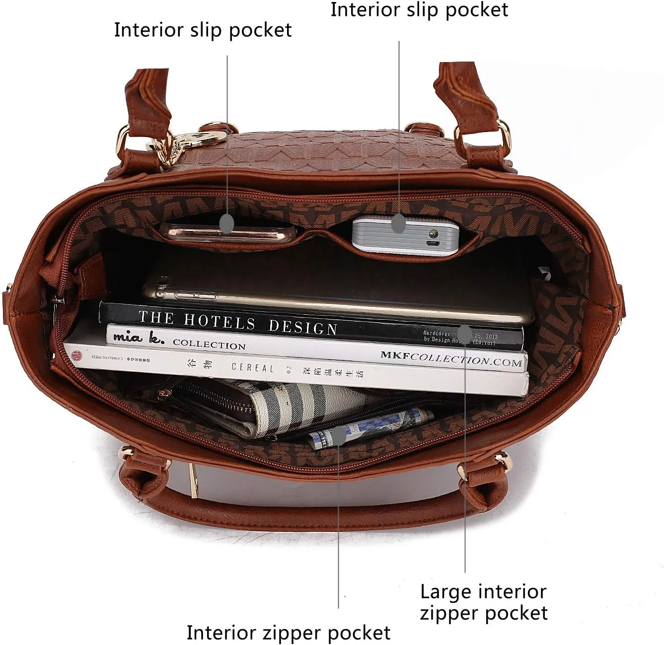 MKF Collection Shoulder Bag for Women, PU Leather Pocketbook Top-Handle Crossbody Purse Tote Satchel Handbag By Mia K