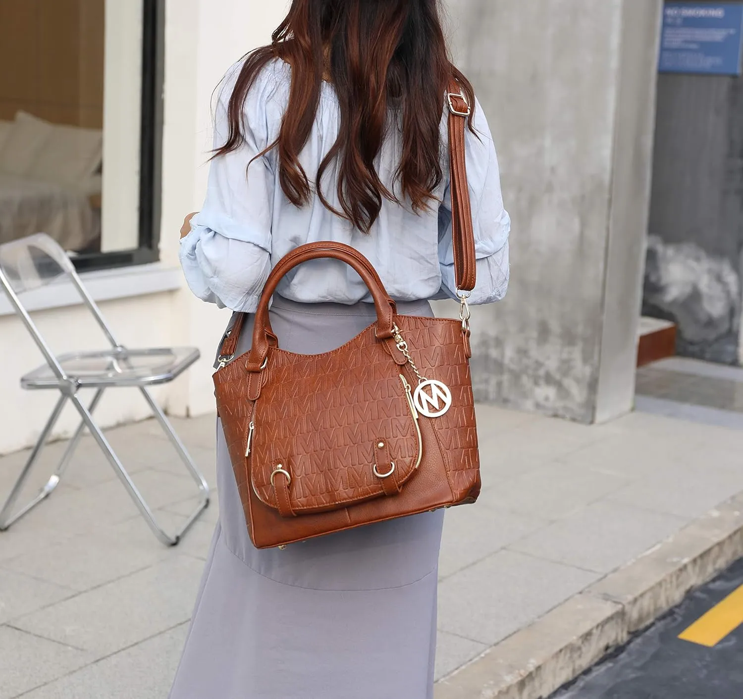 MKF Collection Shoulder Bag for Women, PU Leather Pocketbook Top-Handle Crossbody Purse Tote Satchel Handbag By Mia K