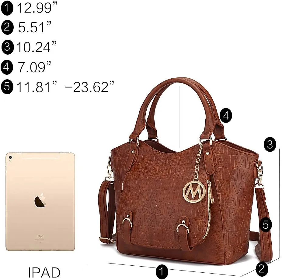 MKF Collection Shoulder Bag for Women, PU Leather Pocketbook Top-Handle Crossbody Purse Tote Satchel Handbag By Mia K
