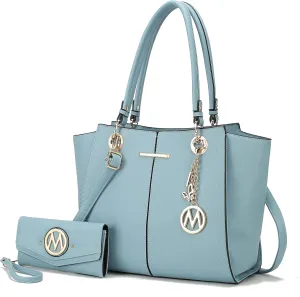 MKF Collection Tote Bag for Women, Vegan Leather Satchel Wristlet wallet Shoulder bag Top-Handle Hobo Purse Handbag by Mia k