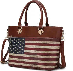MKF Collection USA Tote Crossbody Bag for Women, American Flag Vegan Leather Top-Handle Messenger, Satchel Shoulder bag Purse