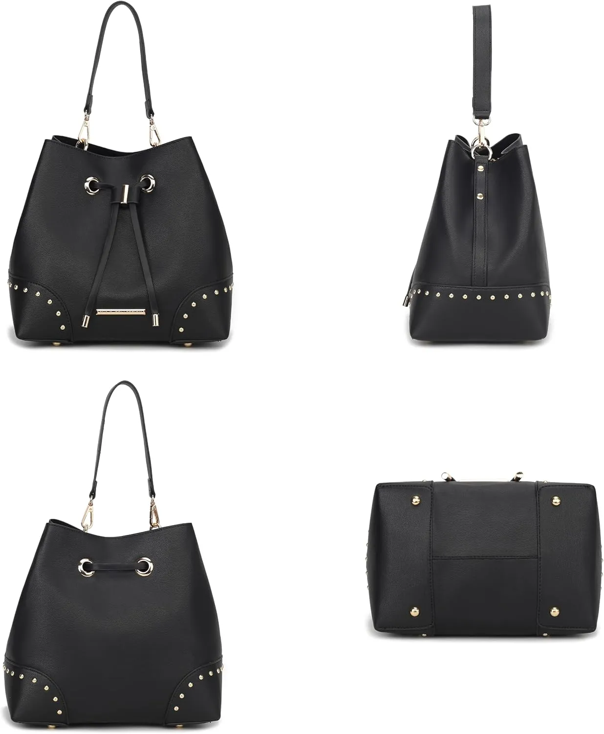 MKF Collection Women's Bucket Bag With Wristlet Wallet, Vegan Leather Hobo Bag Handbag Set Crossbody Bag by Mia K