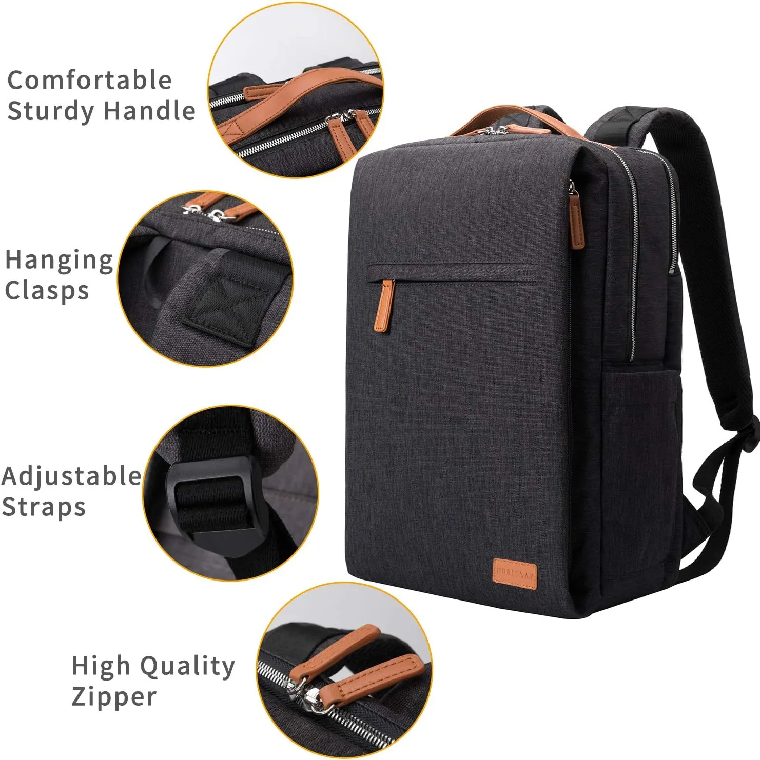 NOBLEMAN Men's Backpack, Laptop Backpack, Waterproof travel Backpack, 15.6 Inch Laptop Backpack, Daypack, carry on backpack with USB (Black)