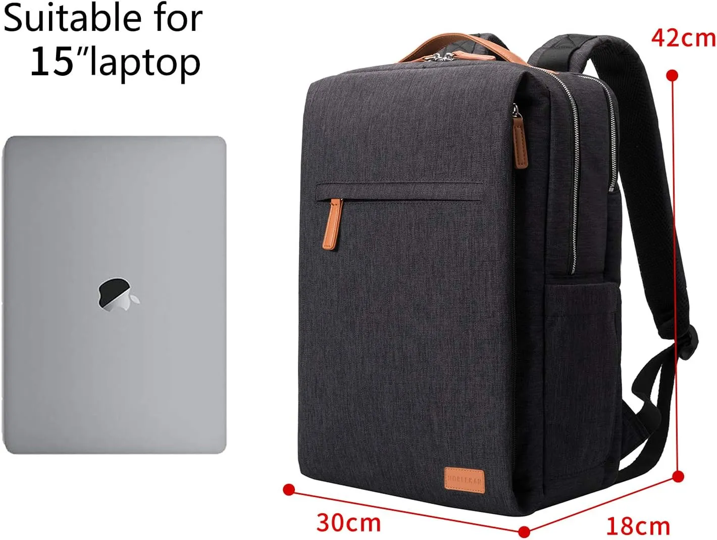 NOBLEMAN Men's Backpack, Laptop Backpack, Waterproof travel Backpack, 15.6 Inch Laptop Backpack, Daypack, carry on backpack with USB (Black)