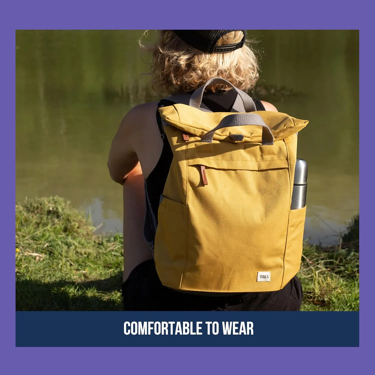 ORI LONDON Rolltop Backpack - Medium Travel Backpack with Lots of Pockets for Men & Women - The Finchley, Moss