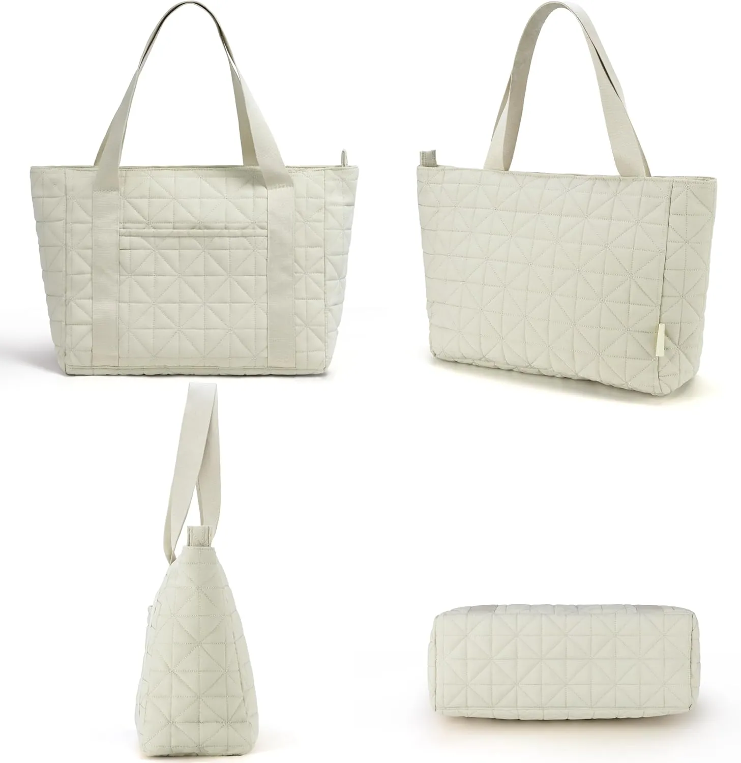 Puffer Tote Bag for Women, Large Quilted Puffy Handbag with Side Pockets Lightweight Shoulder Bag