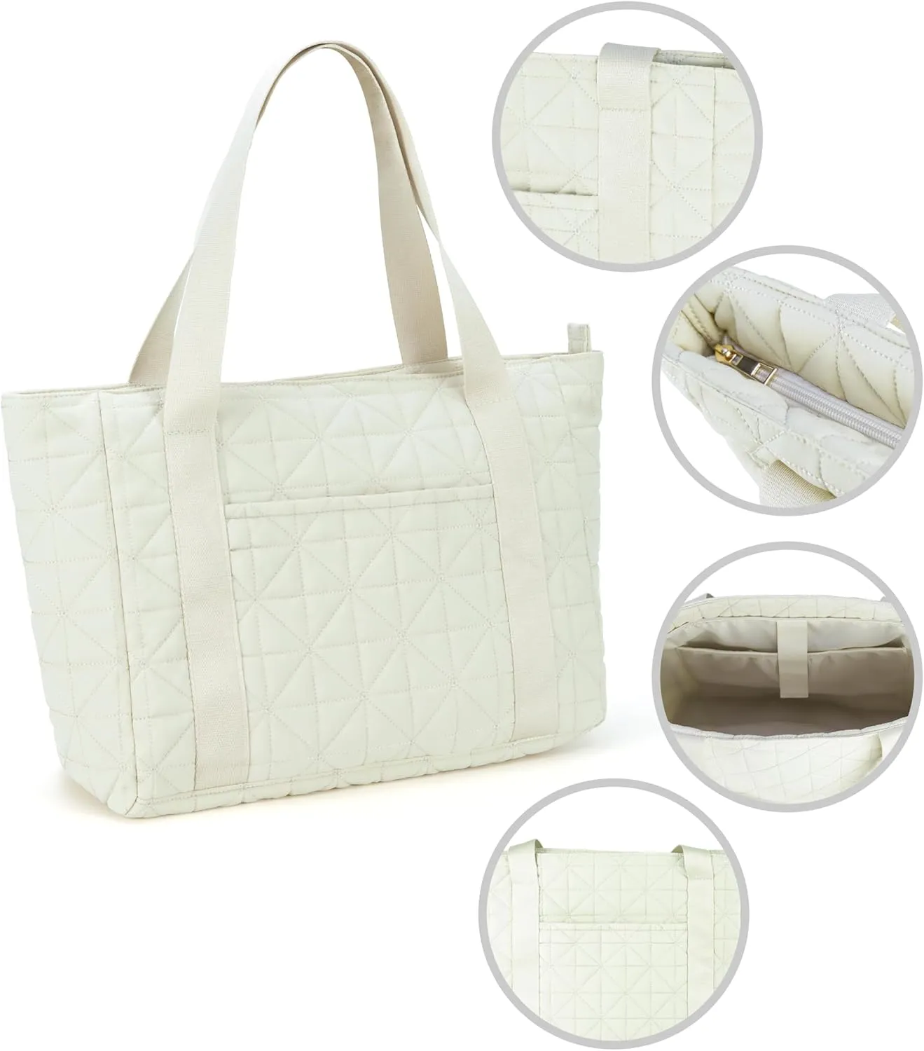 Puffer Tote Bag for Women, Large Quilted Puffy Handbag with Side Pockets Lightweight Shoulder Bag