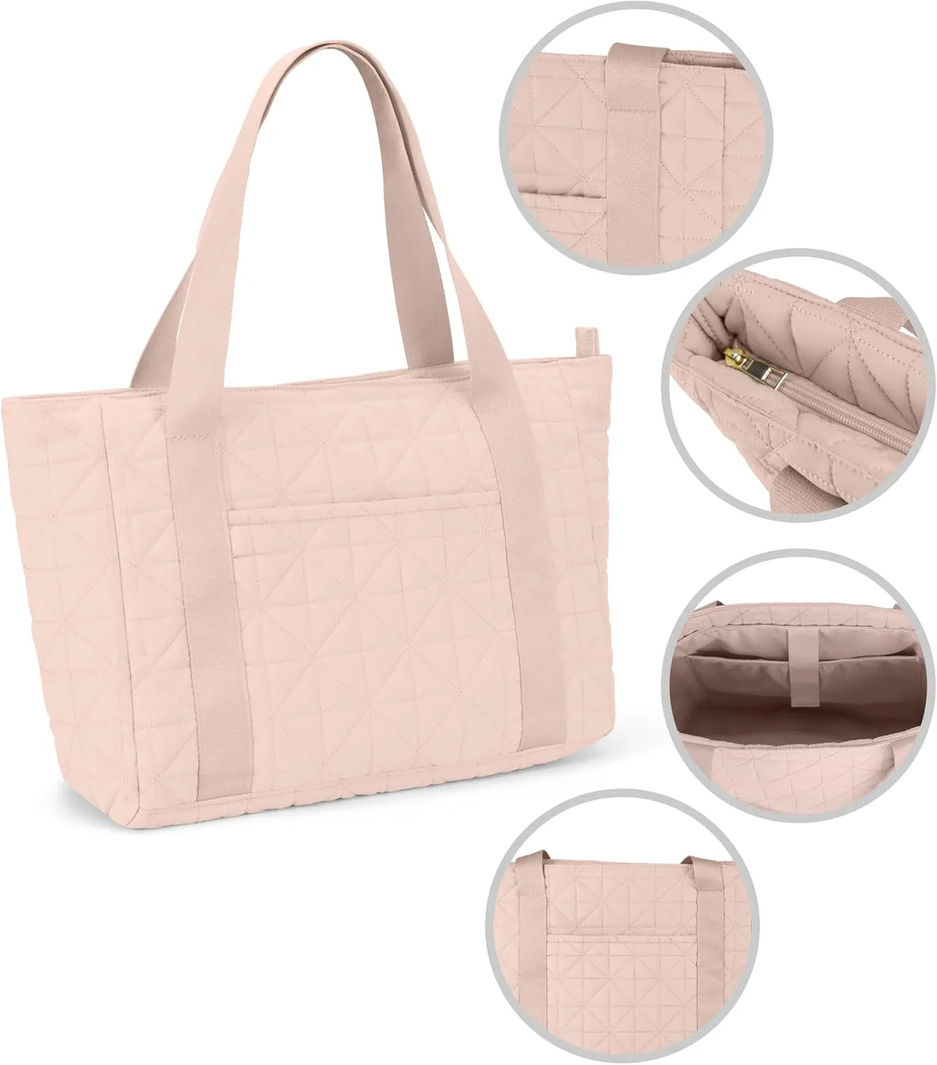 Puffer Tote Bag for Women, Large Quilted Puffy Handbag with Side Pockets Lightweight Shoulder Bag