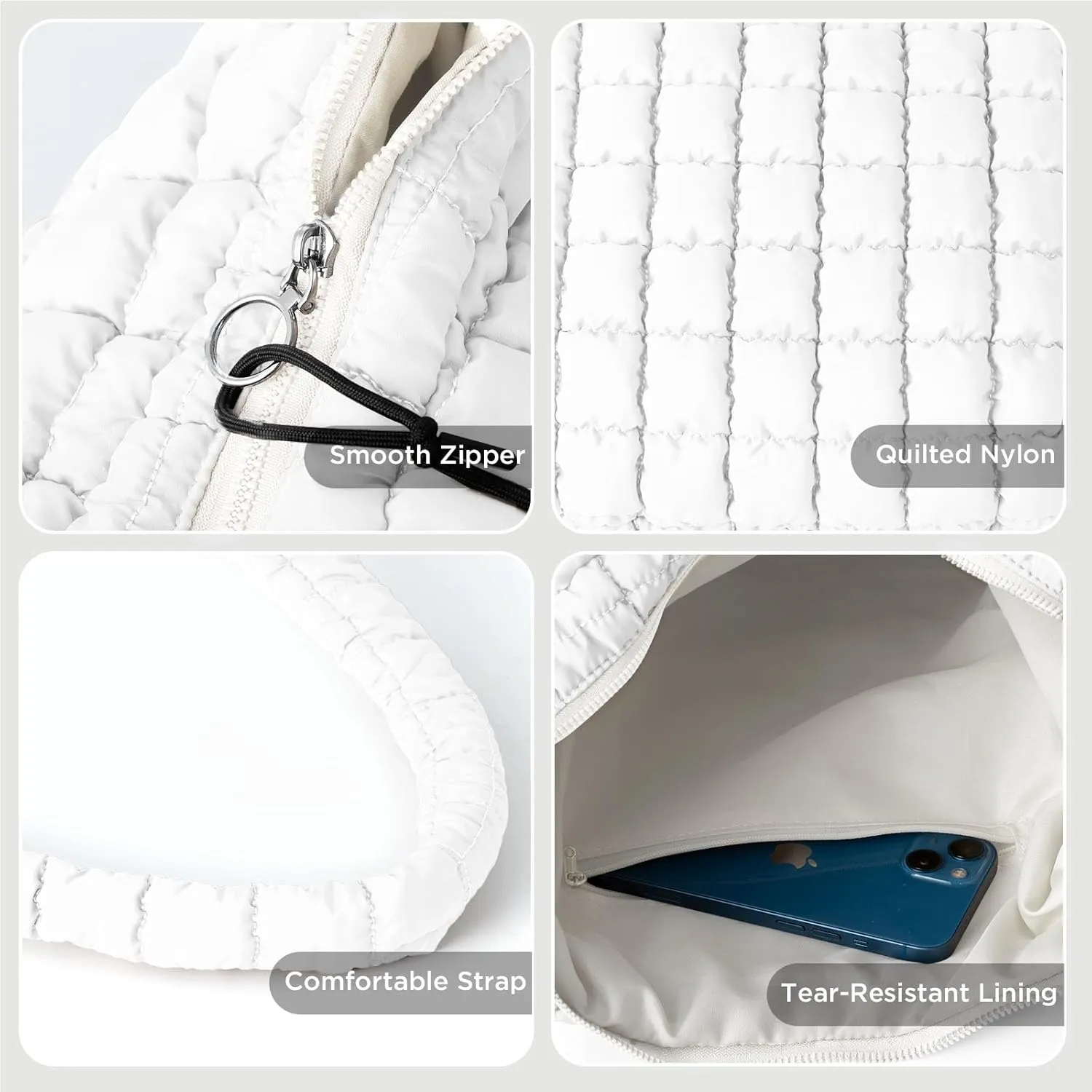 Puffer Tote Bag for Women Large Quilted Tote Bag Quilted Carryall Bag Soft Puffy Crossbody Bag Hobo Handbags Puff Purse