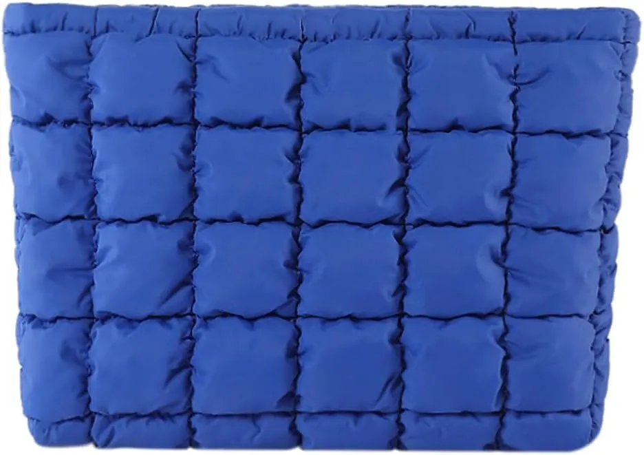 Puffy Quilted Makeup Bag Cosmetic Bags Travel Cute Puffer Solid Toiletry Organizer Pouch Storage Clutch for Women