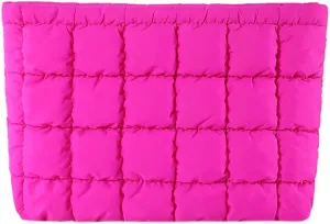 Puffy Quilted Makeup Bag Cosmetic Bags Travel Cute Puffer Solid Toiletry Organizer Pouch Storage Clutch for Women