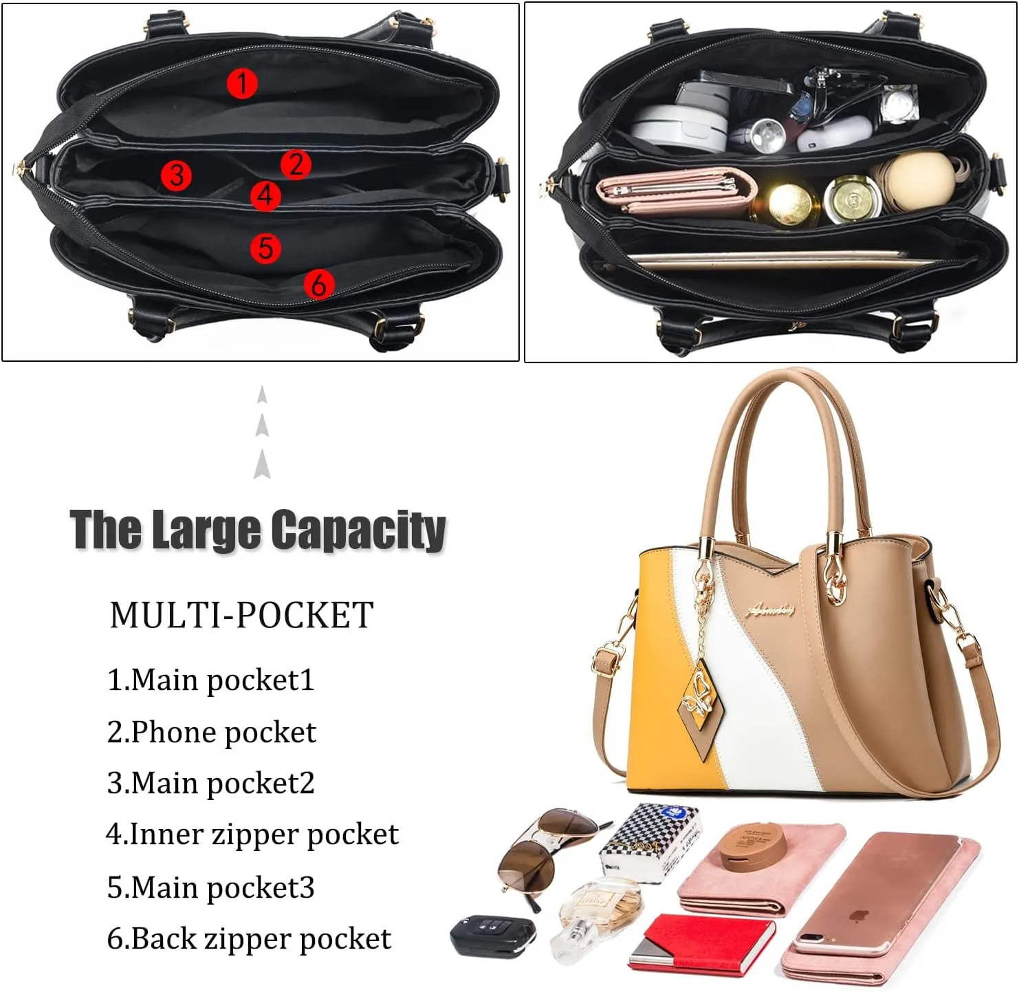 Purses and Handbags for Women Tote PU Leather Ladies Satchel Top Handle Crossbody Shoulder Bag