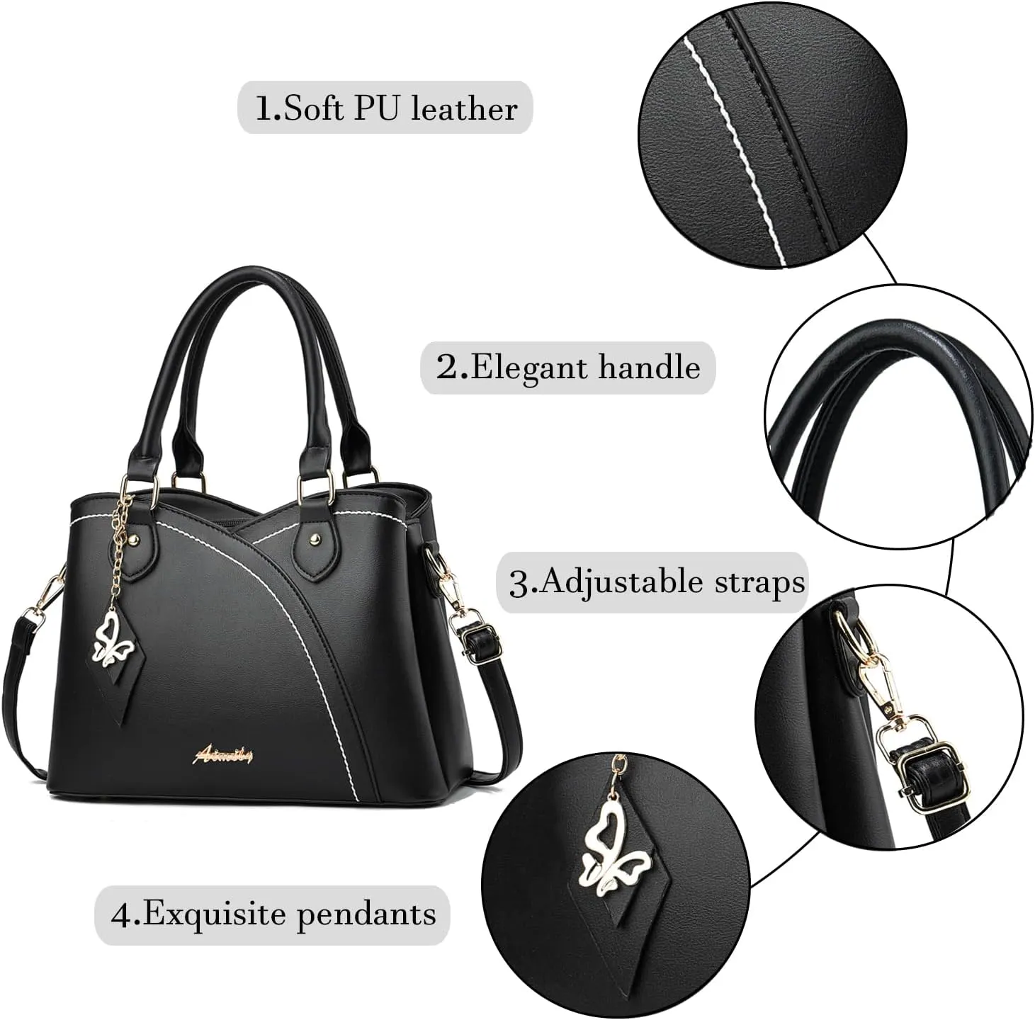 Purses and Handbags for Women Tote PU Leather Ladies Satchel Top Handle Crossbody Shoulder Bag
