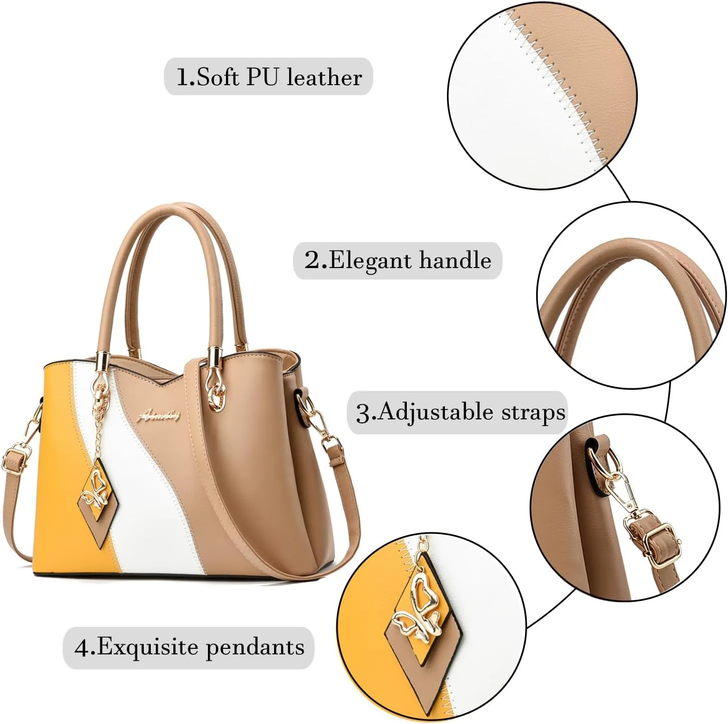 Purses and Handbags for Women Tote PU Leather Ladies Satchel Top Handle Crossbody Shoulder Bag