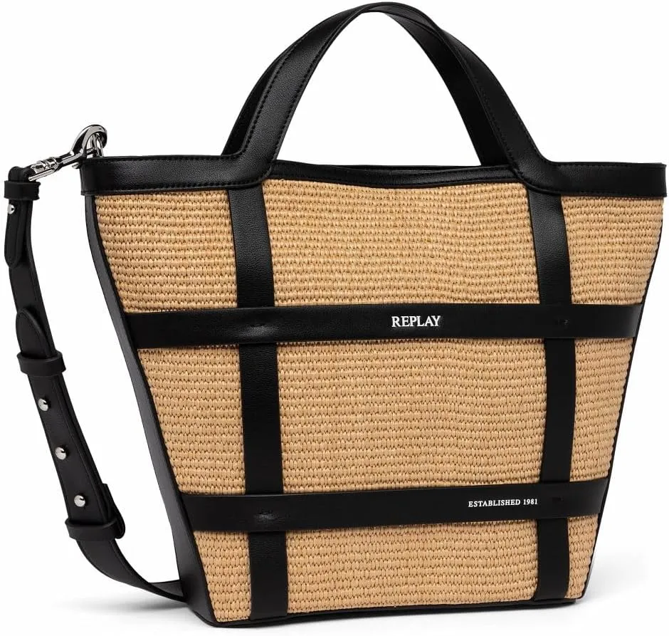 Replay Women's Bag with Shoulder Strap, Straw Beige 071 (Beige), One Size
