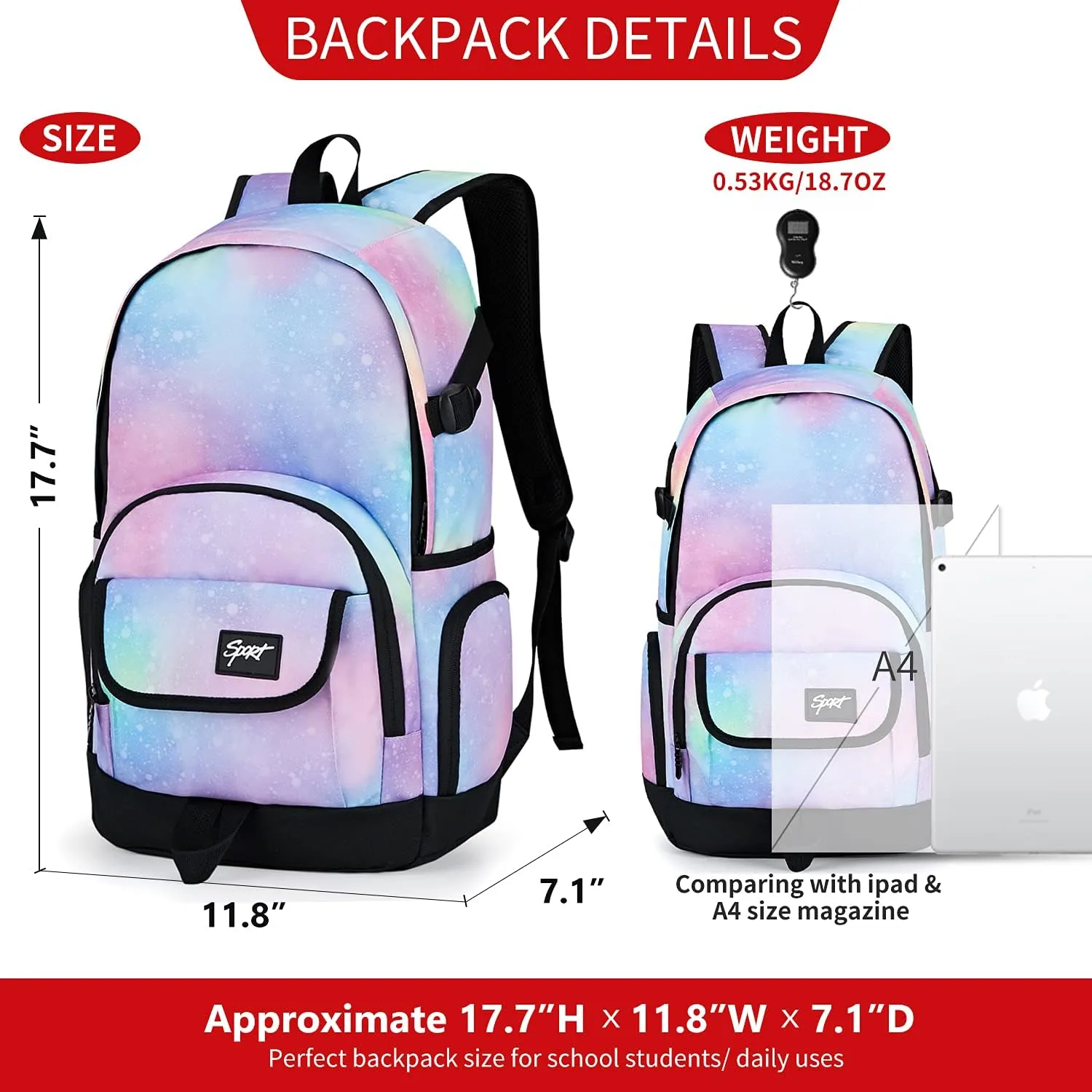 rickyh style School Backpack Travel Bag for Men & Women Lightweight College Back Pack with Laptop Compartmen