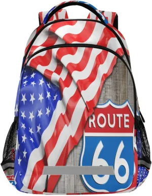 Route 66 American Large School Backpacks with Chest Strap for Boys Girls Students,Lightweight Bookbags 17 Inch, Usa Flag Wood Portable Casual Daypack Bags Route 66 American Large School Backpacks with Chest Strap for Boys Girls Students,Lightweight Bookbags 17 Inch, Usa Flag Wood Portable Casual Daypack Bags