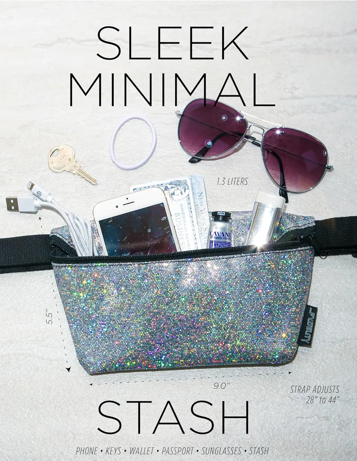 Silver Fanny Packs for Women Cute Rave Fanny Pack Festival Belt Bag, Small Cross Body Hip Bag, Sparkly Sequin Crossbody Waist Pack, Holographic Glitter Travel Purse, Bling Bumbag for Concert