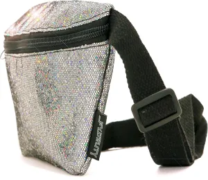 Silver Fanny Packs for Women Cute Rave Fanny Pack Festival Belt Bag, Small Cross Body Hip Bag, Sparkly Sequin Crossbody Waist Pack, Holographic Glitter Travel Purse, Bling Bumbag for Concert