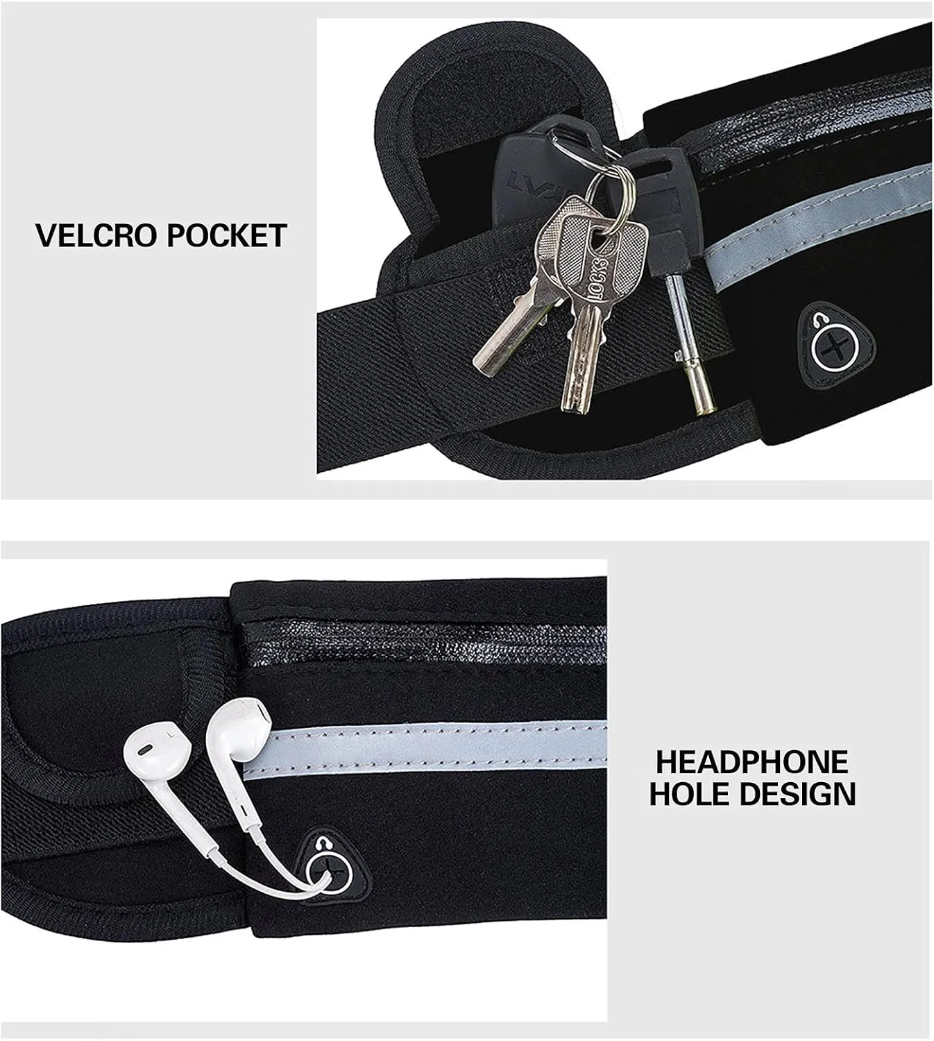 Slim Running Belt, Waterproof Fanny Packs for Women,Phone Holder for Running,Reflective Waist Bag,Runners Belt Pouches for Men,Money Belt,Waist Pack for Camping Workout Travel Running