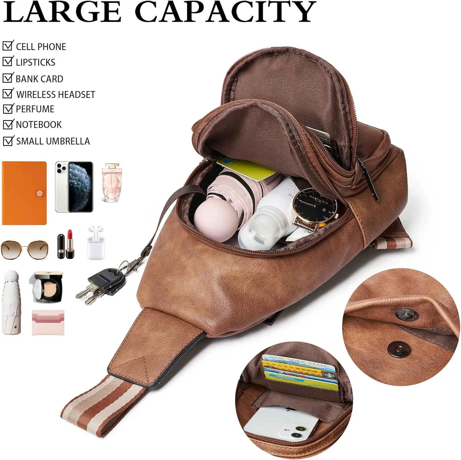 Sling Bag Crossbody Bags for Women Cross Body Fanny Packs Chest Sling Purses for Travel Shopping Leisure Sport