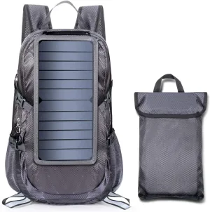 Solar Backpack Foldable Hiking Daypack With 5V Power Supply