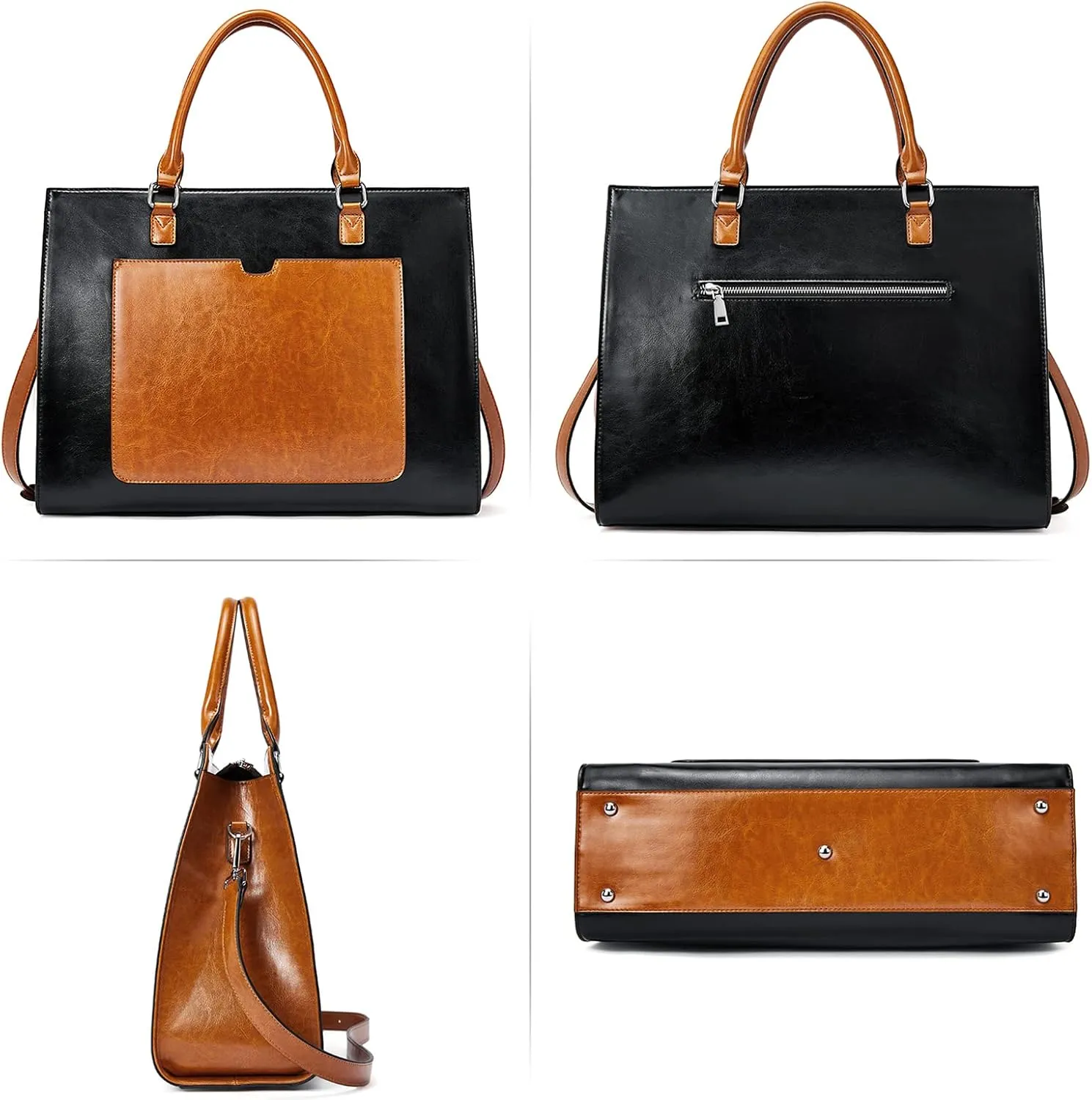 Telena Laptop Tote Bag for Women, 15.6 Inch Shoulder Tote Bag Leather Briefcase for Women, Large Capacity Handbag Bags