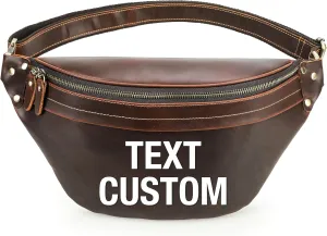 Top Grain Genuine Leather Customizable Slim Fanny Pack for Man & Woman, Minimalist Vintage Design, Handmade with Detachable Hardware, Slim Waist Pack Large Crossbody Belt Bag for Traveling or Riding