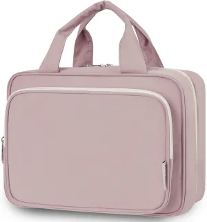 Travel Toiletry Bag for Women Large Hanging Makeup Bag Organizer Toiletries Bag for Full Size Essentials Accessories Cosmetics (Dusty Rose (Large))