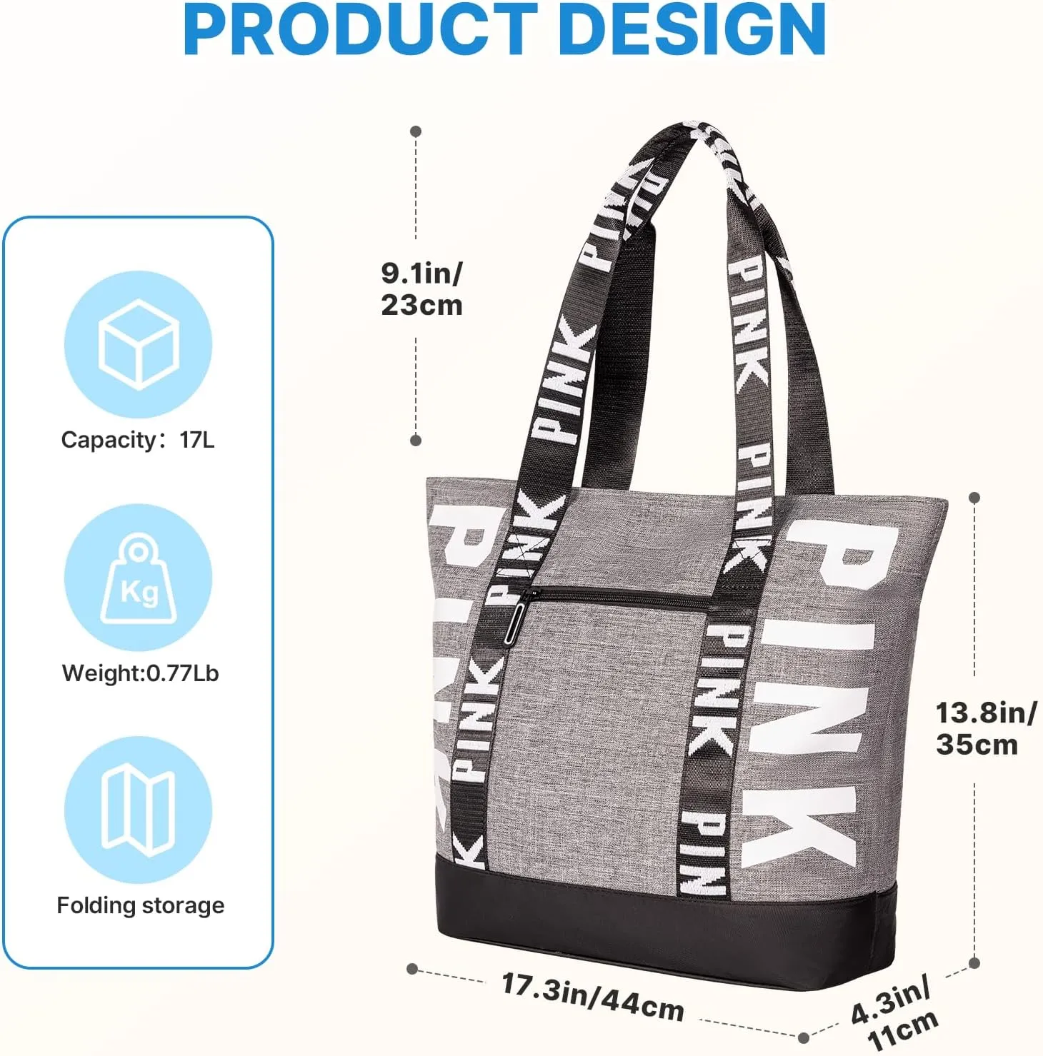 Travel Tote Bag for Women, Large Waterproof Beach Bag for Daily