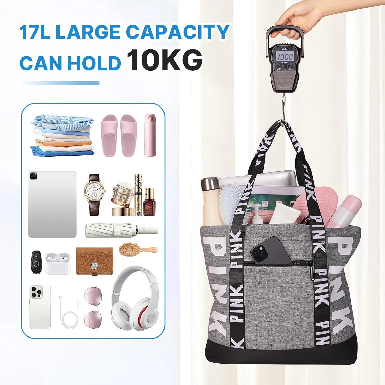 Travel Tote Bag for Women, Large Waterproof Beach Bag for Daily