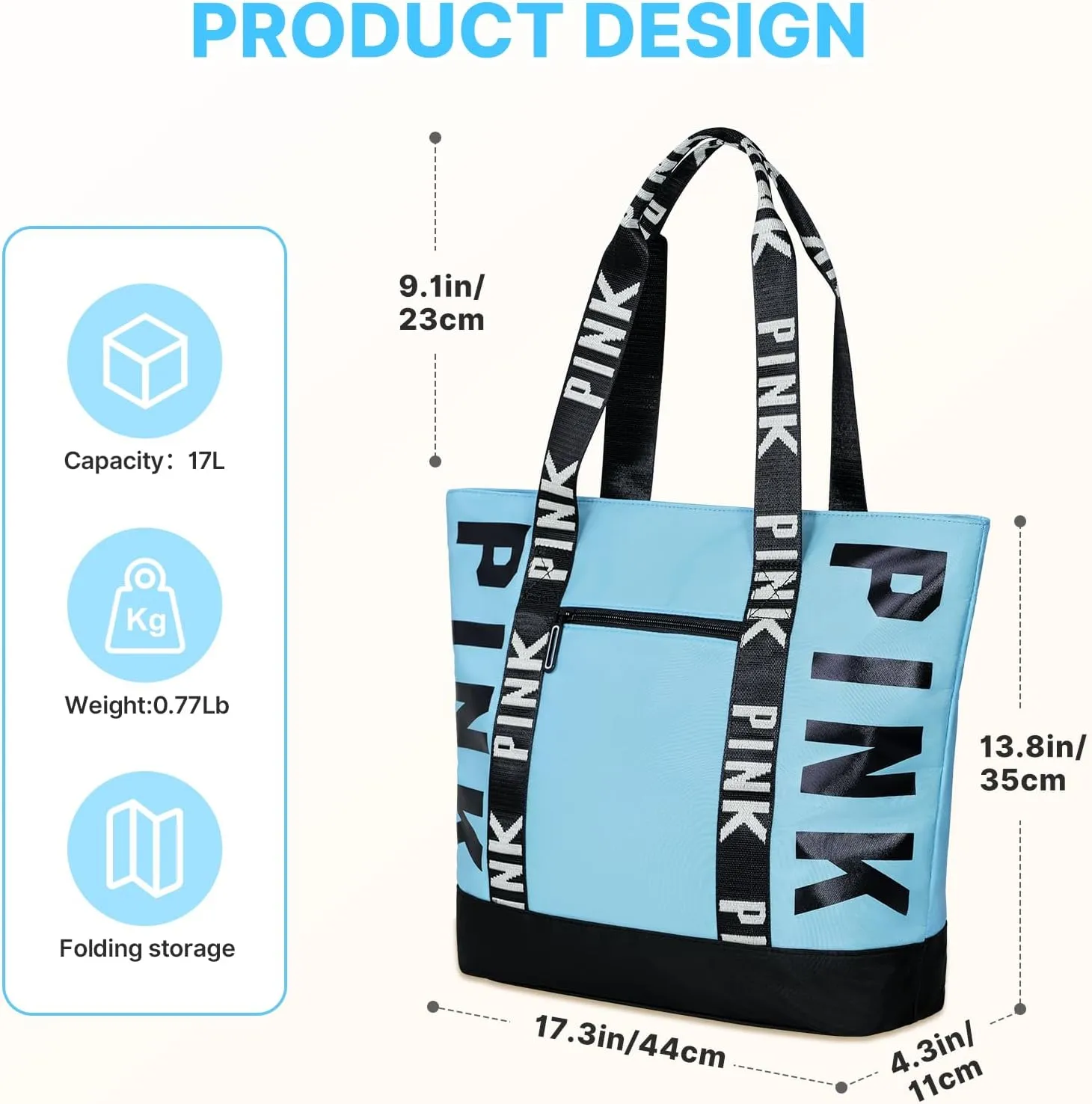 Travel Tote Bag for Women, Large Waterproof Beach Bag for Daily