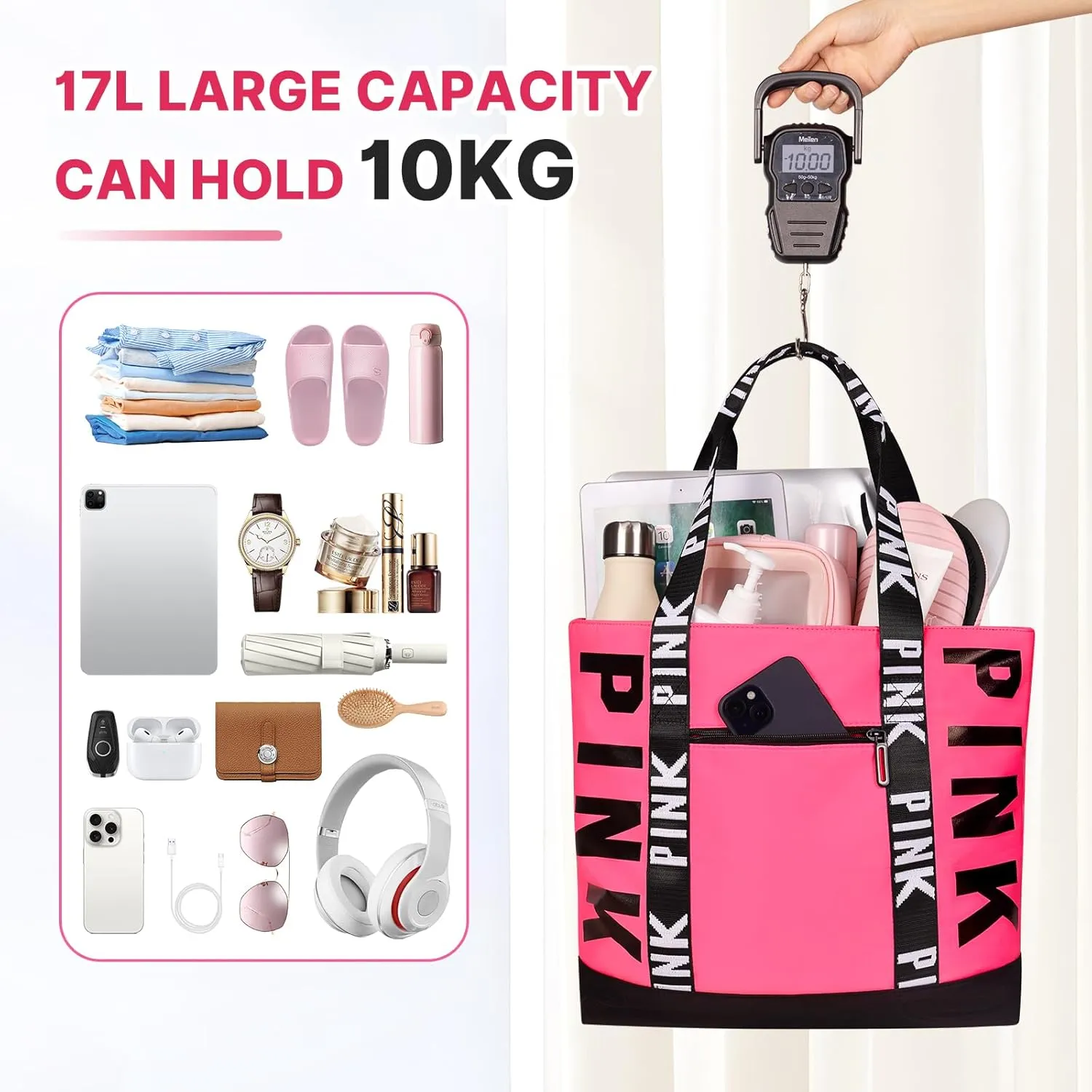 Travel Tote Bag for Women, Large Waterproof Beach Bag for Daily