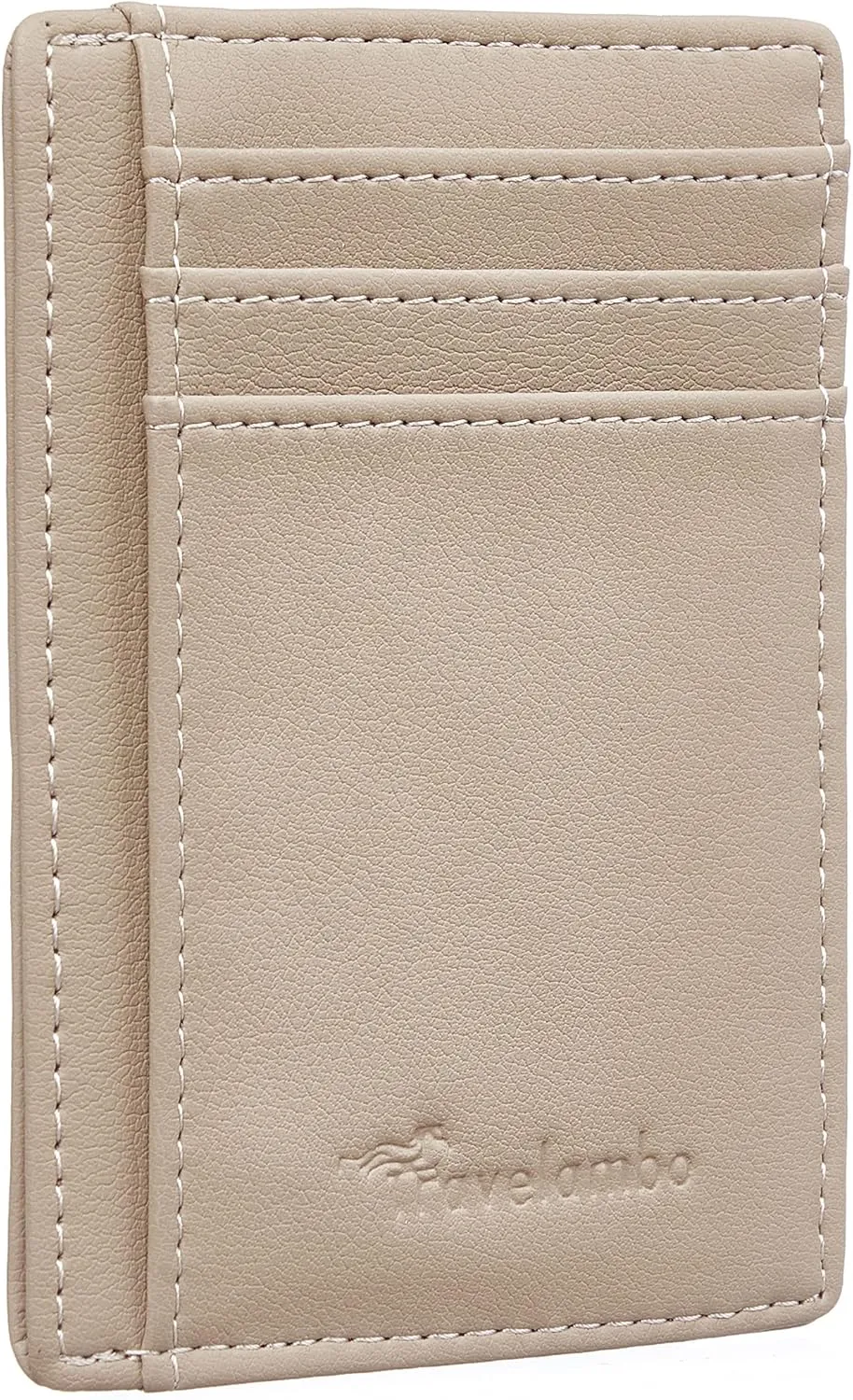 Travelambo Front Pocket Minimalist Leather Slim Wallet RFID Blocking Medium Size