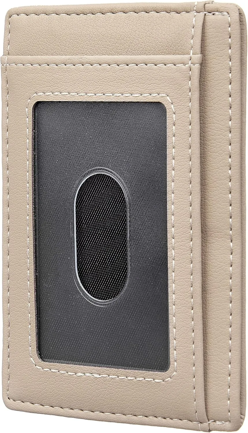 Travelambo Front Pocket Minimalist Leather Slim Wallet RFID Blocking Medium Size
