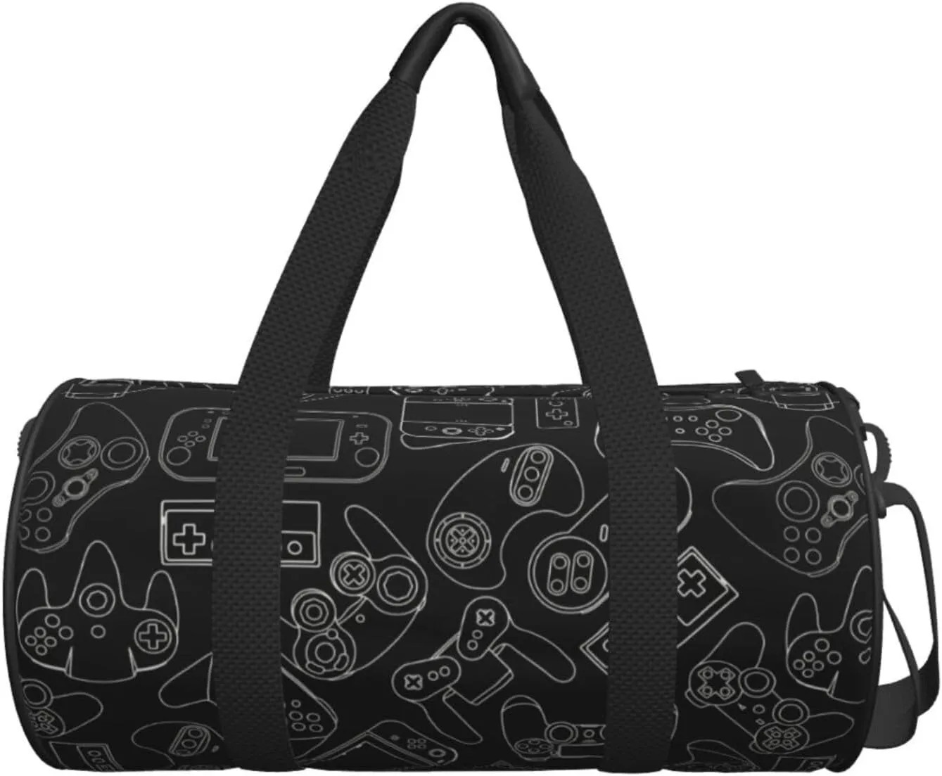 Video Game Controller Black Background Gym Duffle Bag Foldable Lightweight Carry On Weekender Travel Duffel Bags Sport Bags For Fitness Yoga Beach Swim Men Women