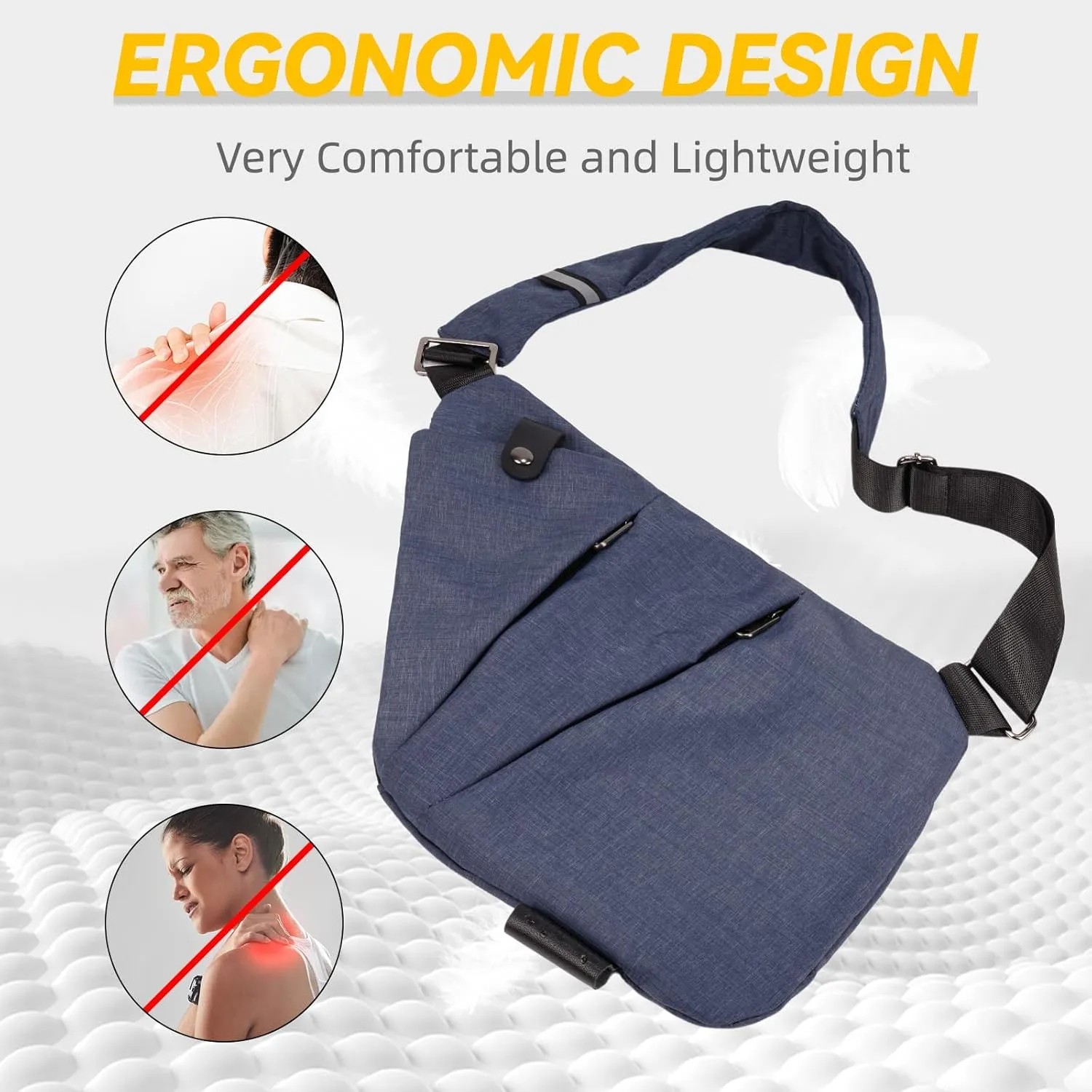 Vipost Anti Theft Crossbody Bags for Women/Men, Multi-Pocket Sling Bag Travel Crossbody Bag for Women with Adjustable Strap