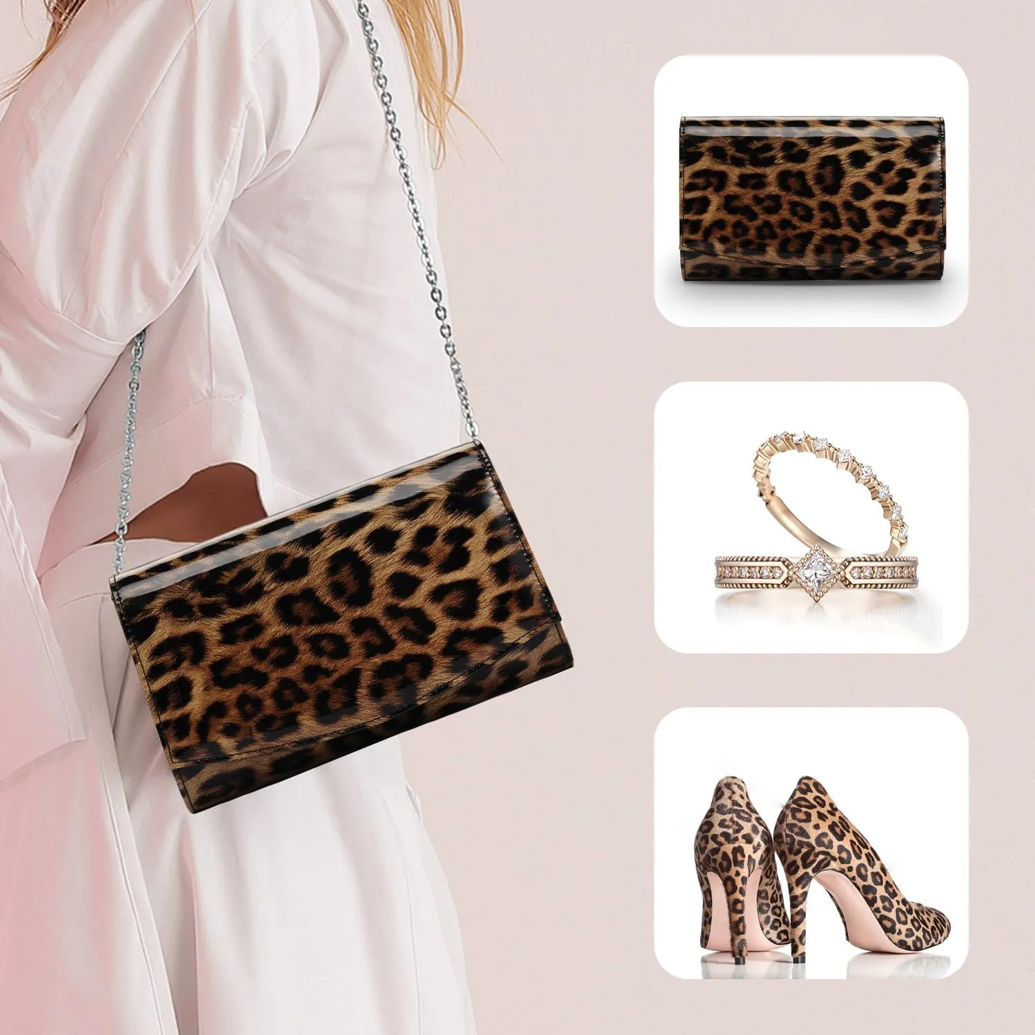 WALLYN'S Women Patent Leather Wallets Fashion Clutch Purses, Evening Bag Handbag Solid Color
