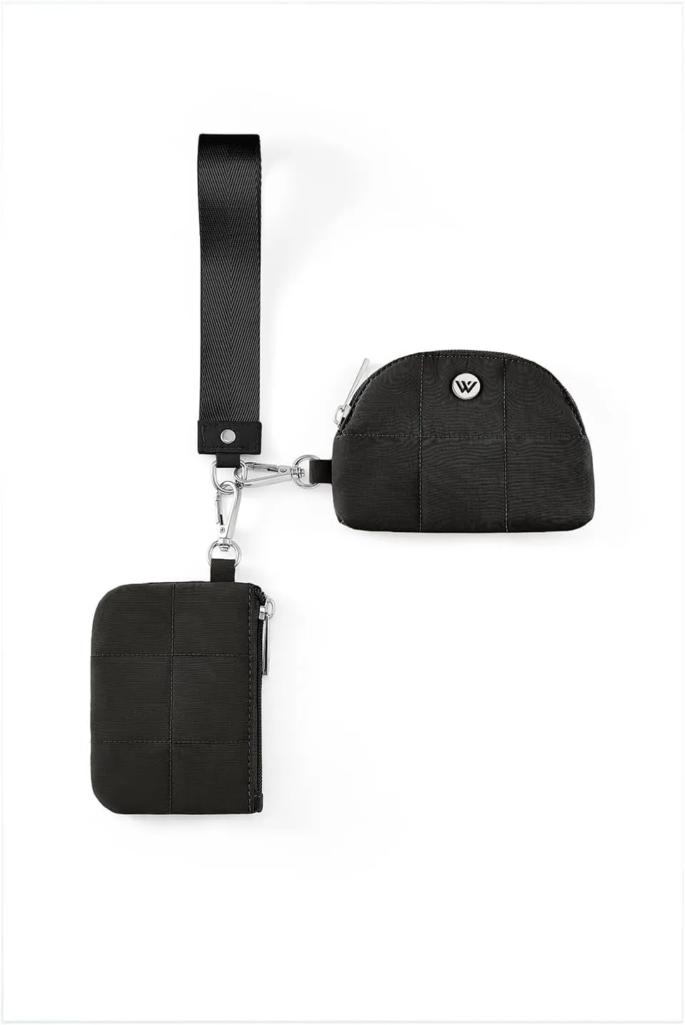 WESTBRONCO Mini Keychain Wristlet Wallets for Women Portable Dual Pouch Wristlet Detachable Quilted Nylon Coin Purse Pocket for Travel Sports Outdoors