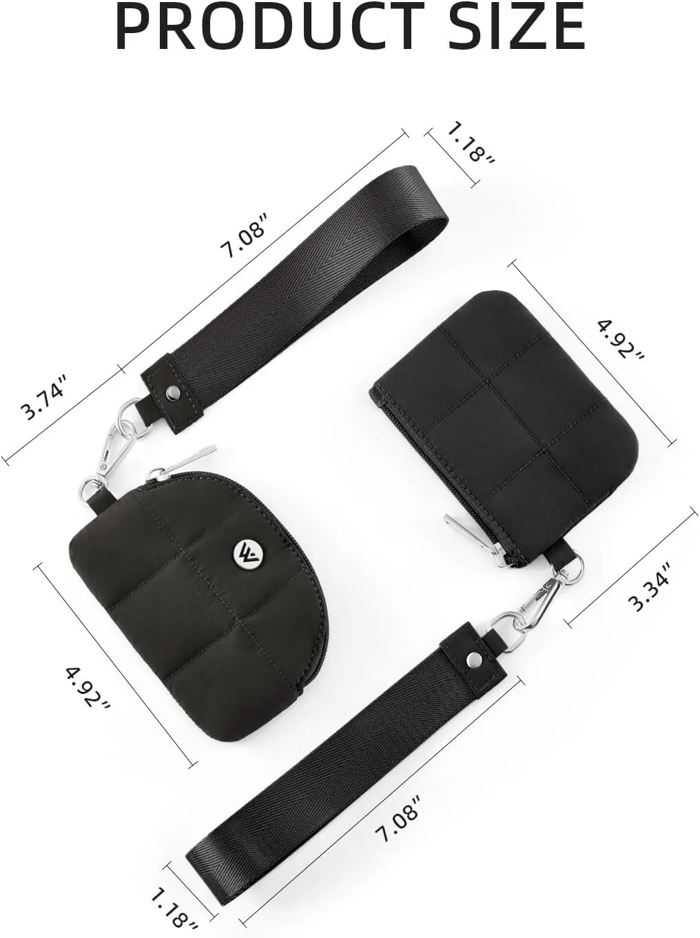 WESTBRONCO Mini Keychain Wristlet Wallets for Women Portable Dual Pouch Wristlet Detachable Quilted Nylon Coin Purse Pocket for Travel Sports Outdoors