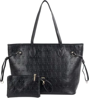 Women Devil Skull Purse Handbags Pu Leather Top-Handle Satchel Shopping Bag with Clutch Purse Women Devil Skull Purse Handbags Pu Leather Top-Handle Satchel Shopping Bag with Clutch Purse