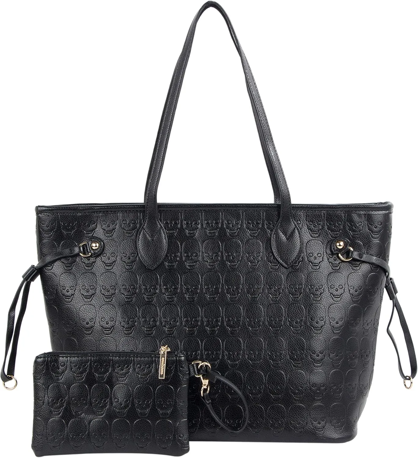 Women Devil Skull Purse Handbags Pu Leather Top-Handle Satchel Shopping Bag with Clutch Purse