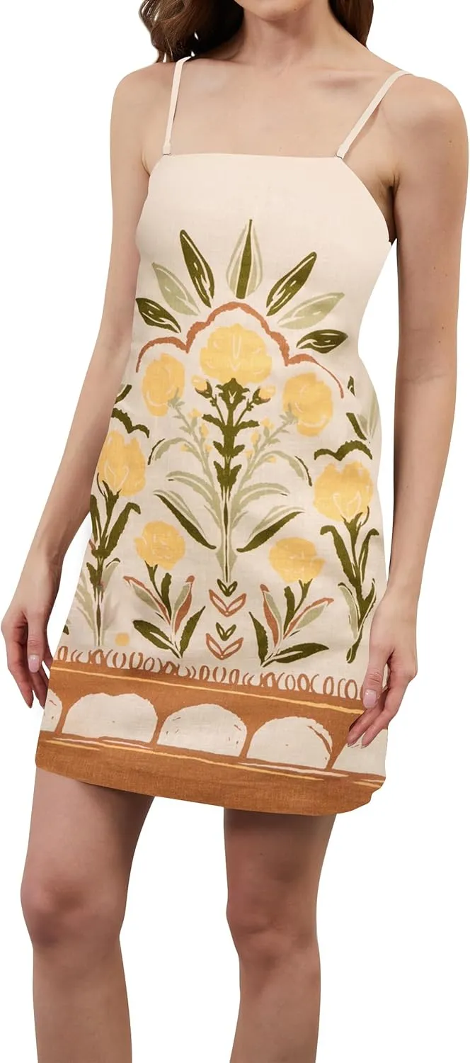 Women Strapless Tube Mini Dress Summer Casual Boho Floral Print Sleeveless Backless Going Out Beach Short Dress