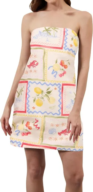 Women Strapless Tube Mini Dress Summer Casual Boho Floral Print Sleeveless Backless Going Out Beach Short Dress