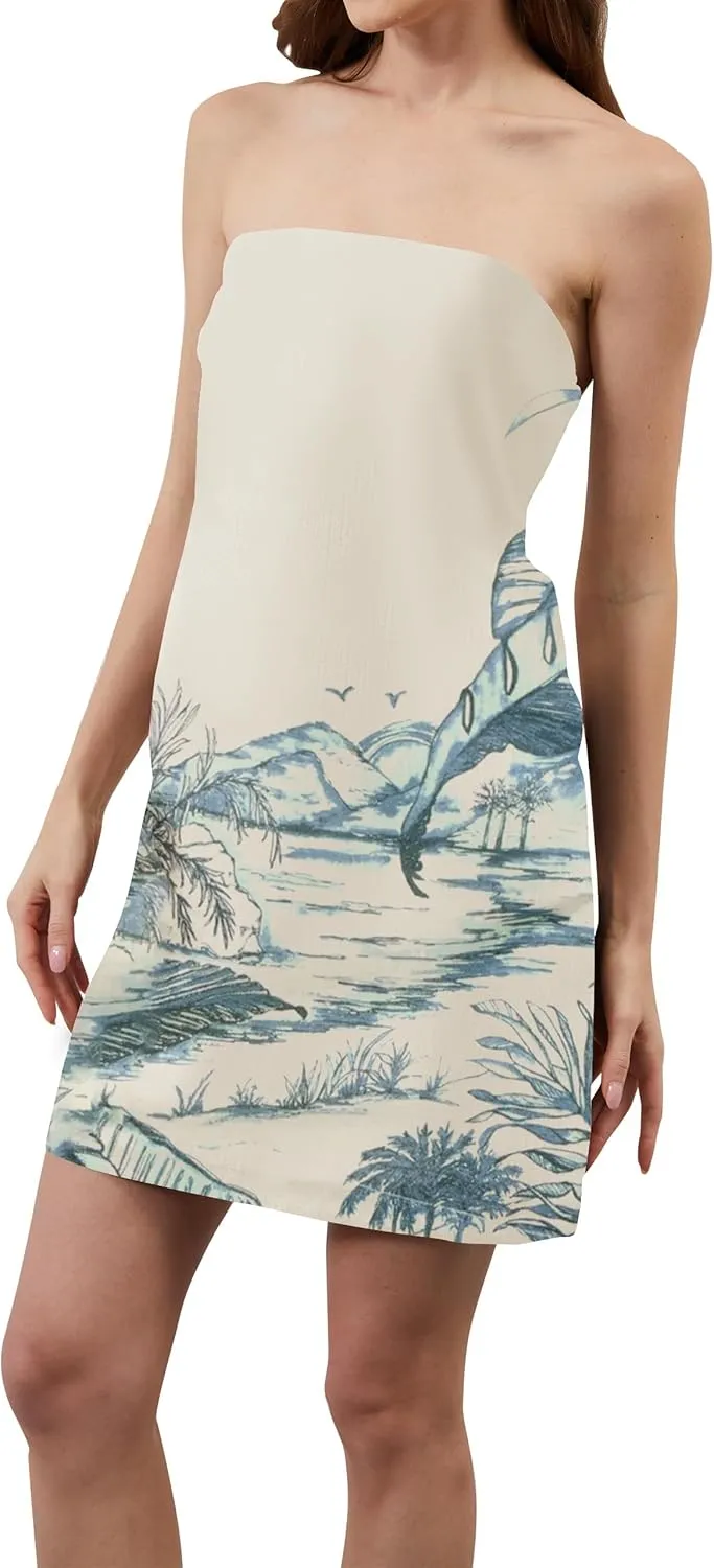 Women Strapless Tube Mini Dress Summer Casual Boho Floral Print Sleeveless Backless Going Out Beach Short Dress