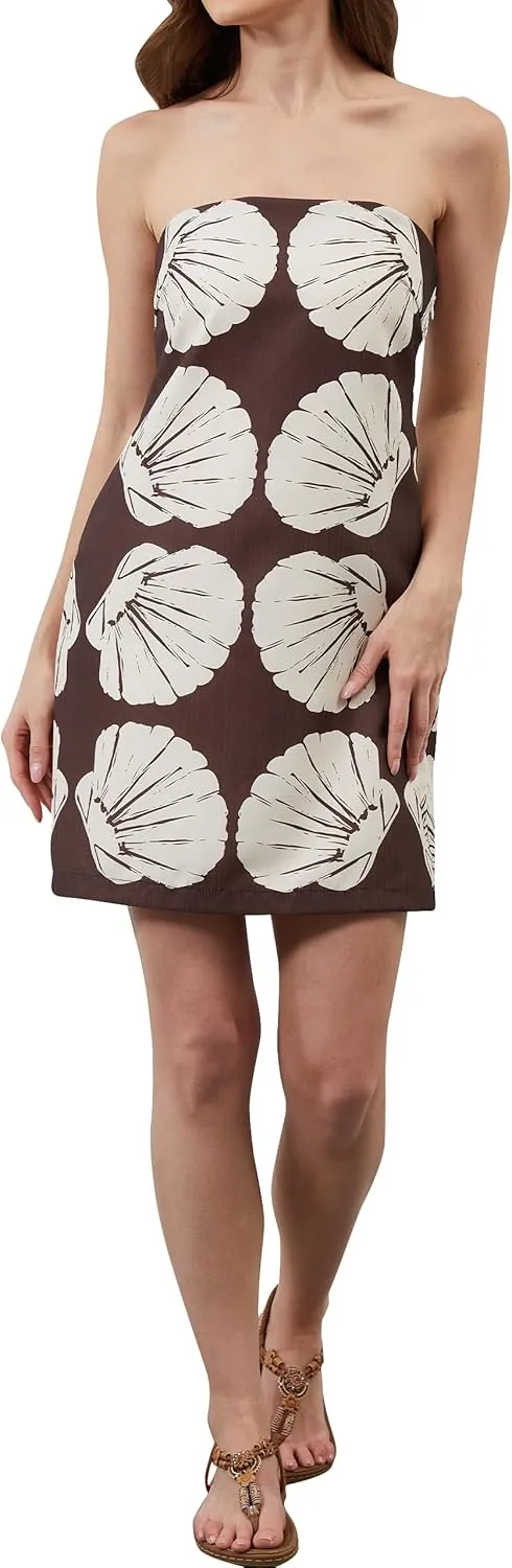 Women Strapless Tube Mini Dress Summer Casual Boho Floral Print Sleeveless Backless Going Out Beach Short Dress