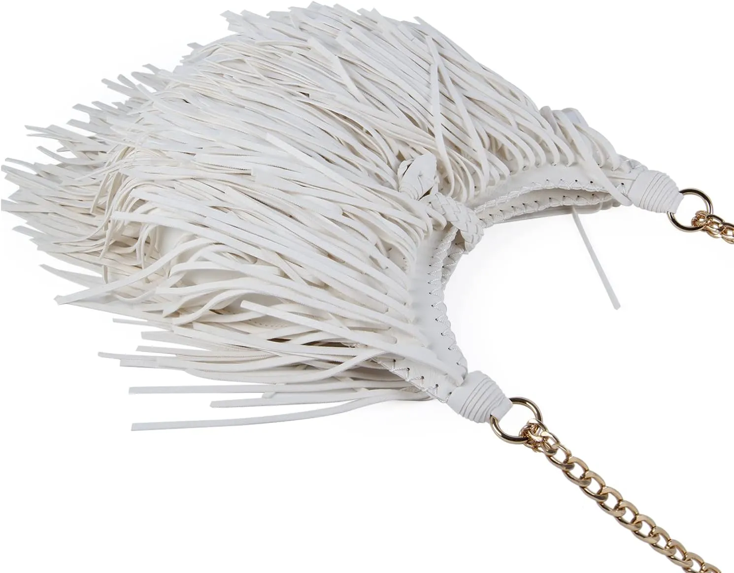 Women's Fringed Faux Suede Leather Cross Body Bag Chain Shoulder Bag Tassel Handbag