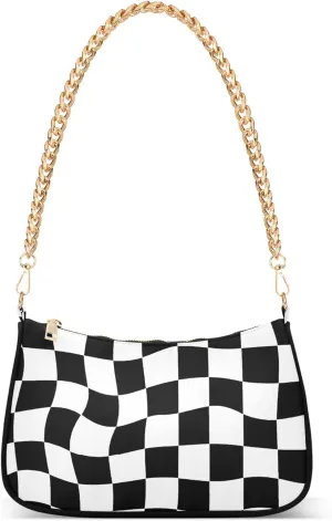 Women's Handbags Tote Crossbody Bag Stylish Purse Ladies Shoulder Bag Handbag Monochrome Checkerboard Crescent Bag