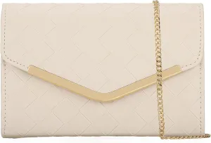 Womens Woven Evening Bag Faux Leather Crossbody Clutch Purse Envelope Handbag for Wedding Prom Party
