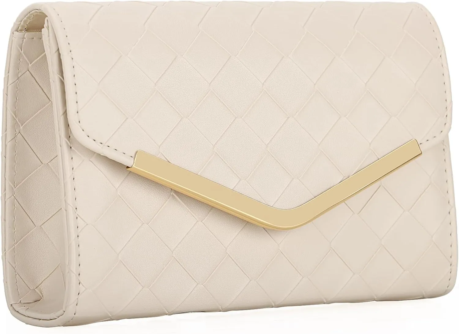 Womens Woven Evening Bag Faux Leather Crossbody Clutch Purse Envelope Handbag for Wedding Prom Party